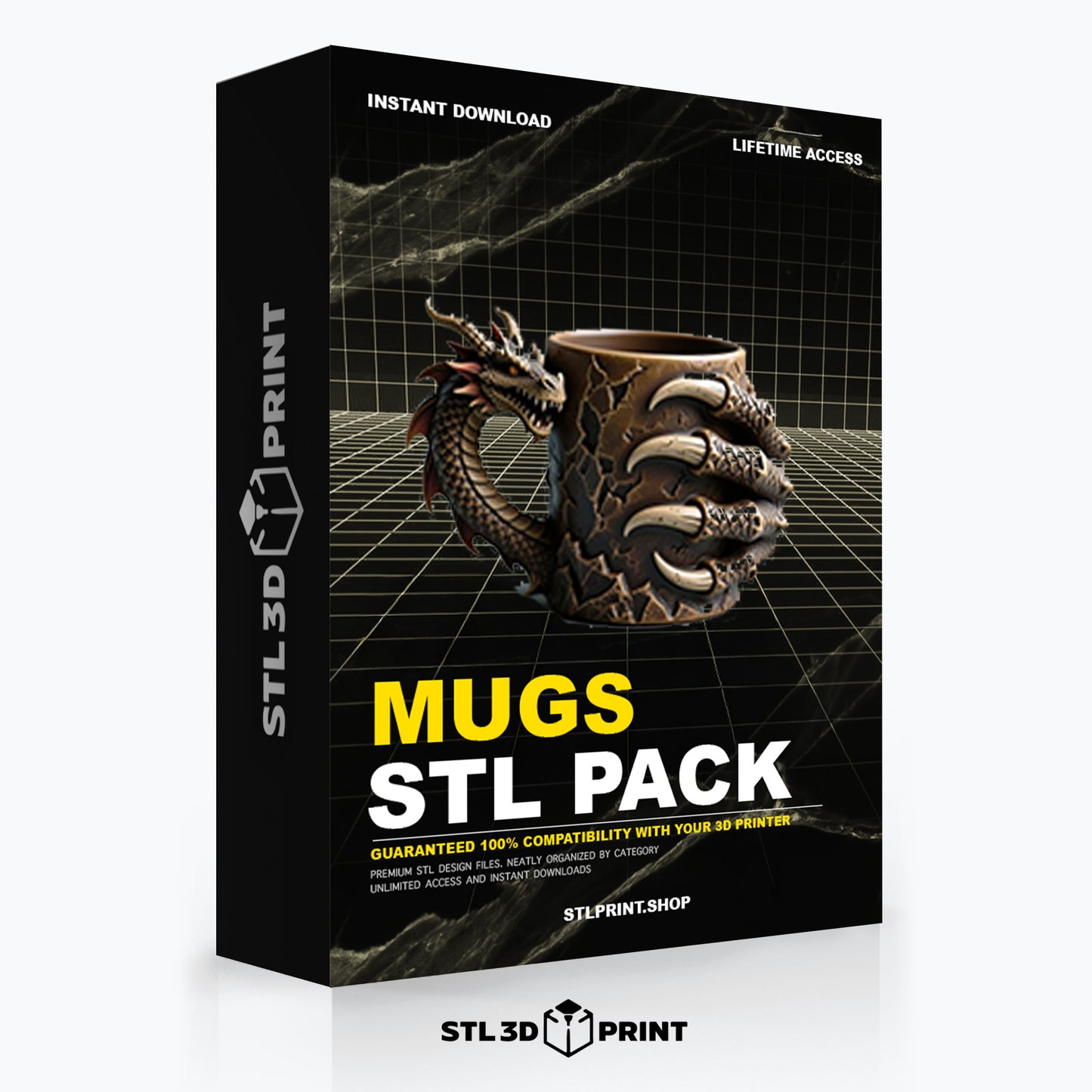 Ultimate Mugs 3D Print STL Pack - High-Detail 3D Printing Instant Download & lifetime Access